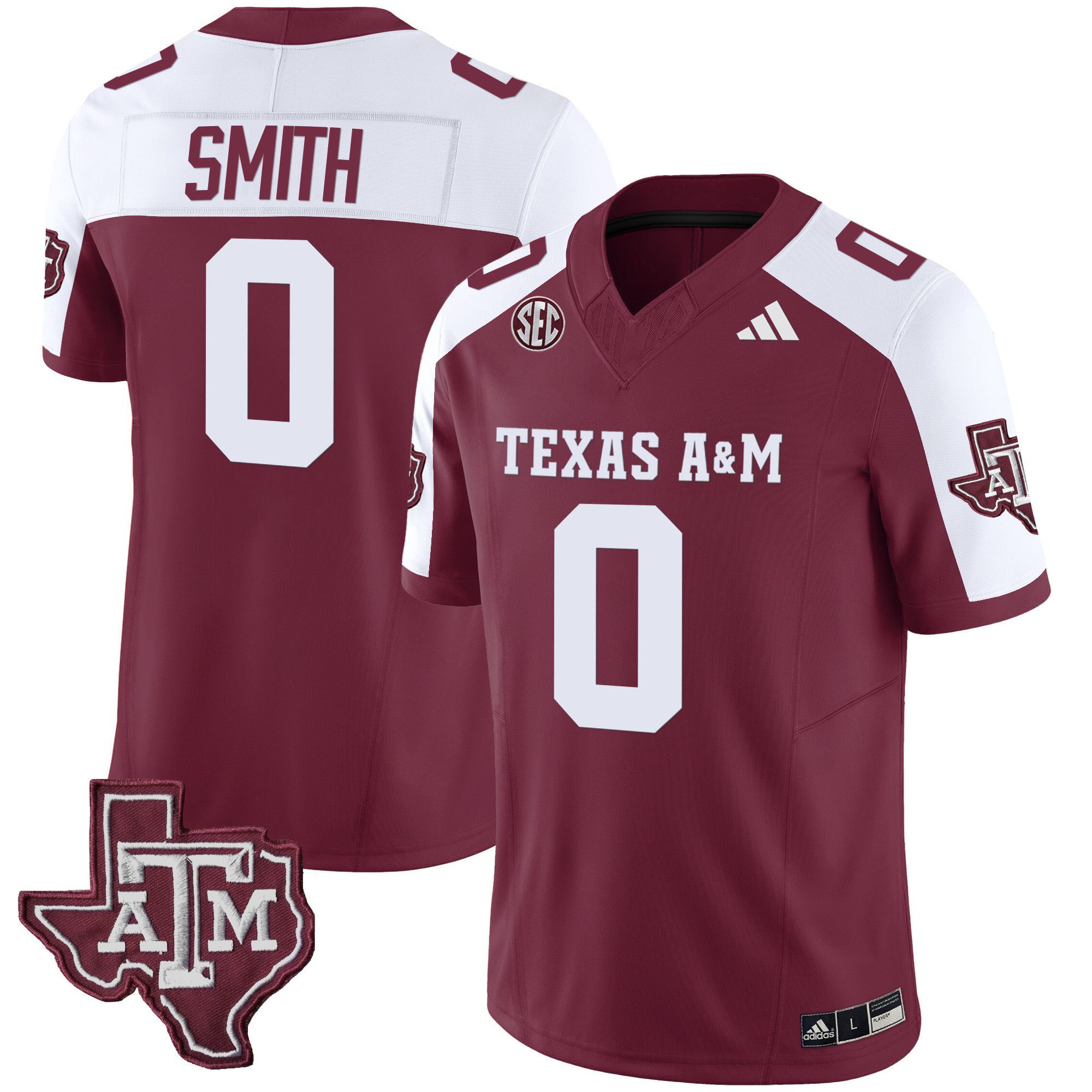 Men Texas A&M Aggies #0 Smith Red 2024 Vapor Limited NCAA Jersey
